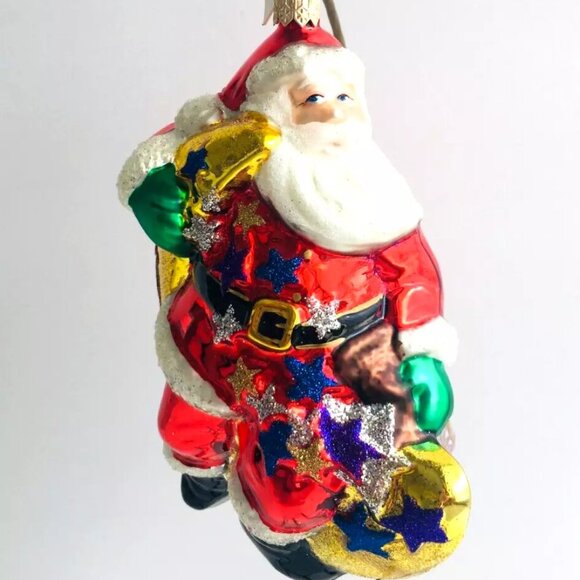 SALE Authentic Christopher Radko SANTA Claus on the Gold Moon Huge Glass Ornamnt - Picture 5 of 10